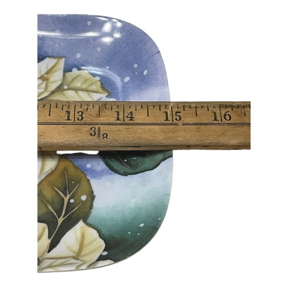 Beautiful Merritt Melamine Holiday Serving Tray Snow White Floral Cardinals 15" - Picture 5 of 6